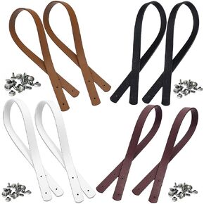 8Pcs 60cm/24 inch PU Leather Bag Handles, Quilted Handbag Top Handle Handbag Replacement Straps for Women Tote Purse Shoulder Bag Gift Box DIY Bag Making Accessories, 4 Colors ﻿