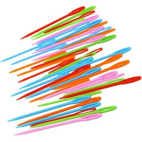 ULTNICE 40pcs Large Eye Plastic Sewing Needles Weaving Tools for Kids Mixed Color