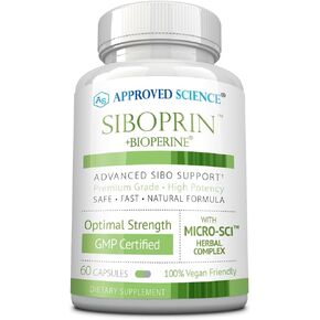 Approved Science Siboprin - 60 Capsules - Support Gut Balance, Soothe Intestinal Irritation, Help with Cramps and Bloating - Caprylic Acid, Barberry, Oregano - Vegan