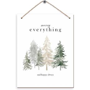 DUXMNAMG Christmas Tree Winter Hanging Wooden Signs 10x8, Merry Christmas Signs, Christmas Tree Wall Decor, Christmas Winter Merry Everything and Happy Always Home Room Office Hanging Wall Decor