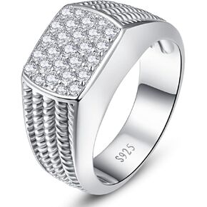 10MM Sterling Silver Mens Siver Ring Pave White Cubic Zircon Wedding Band Rings Promise ring for Him Engagement Ring Twist Rope Round Pave CZ Wedding Ring for Men Size 7-13