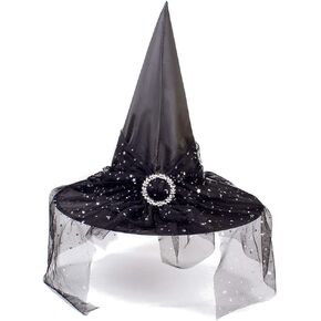 Halloween Witch Hats for Women, Lace Witches Hats for Decoration Wizard Cosplay Costume Hat Halloween Costume Accessories