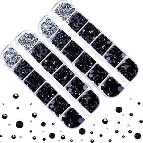 Blinginbox Hotfix Rhinestone 2 Box Total 5200 Pieces Mixed Size Round Crystals Glass Gems for Costume Jewelry Making (Crystal)