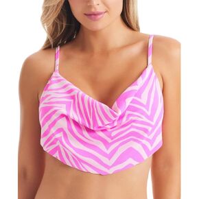Jessica Simpson Womens Zebra Print Drapey Bikini Swim top