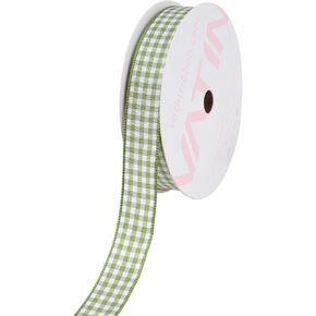 VATIN 4 Rolls 3/8 Inch Gingham Ribbons Set, Total 40 Yards, 100% Polyester Woven Edge Ribbon in Lt.Pink/Lt.Blue/Lt.Purple/Yellow – Perfect Easter Ribbon, Check Ribbon for Baby Shower & Gift Wrapping