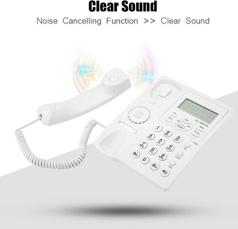 Pomya Corded Telephone, LCD Display Wired Phone Hands Fixed Phone with Speakerphone 3-Group Alarms Desktop Phone for Home Office(White) in Saudi Arabia