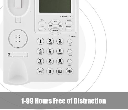 Pomya Corded Telephone, LCD Display Wired Phone Hands Fixed Phone with Speakerphone 3-Group Alarms Desktop Phone for Home Office(White) in Saudi Arabia