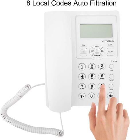Pomya Corded Telephone, LCD Display Wired Phone Hands Fixed Phone with Speakerphone 3-Group Alarms Desktop Phone for Home Office(White) in Saudi Arabia
