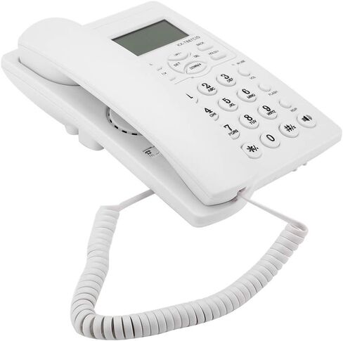 Pomya Corded Telephone, LCD Display Wired Phone Hands Fixed Phone with Speakerphone 3-Group Alarms Desktop Phone for Home Office(White) in Saudi Arabia