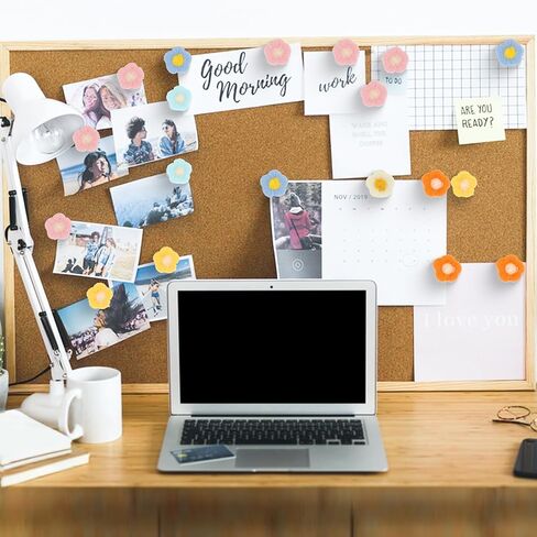 30 Pieces Flower Push Pins, Cute Flower Push Pins and Tacks Colorful Floret Thumb Tacks Bulletin Board Tacks for Photo Wall Feature Whiteboard Cork Board Map Display Office Home (6 Colors) in Saudi Arabia
