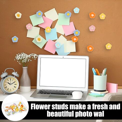 30 Pieces Flower Push Pins, Cute Flower Push Pins and Tacks Colorful Floret Thumb Tacks Bulletin Board Tacks for Photo Wall Feature Whiteboard Cork Board Map Display Office Home (6 Colors) in Saudi Arabia