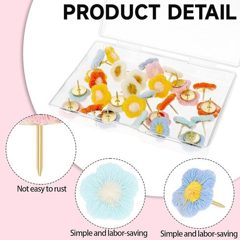 30 Pieces Flower Push Pins, Cute Flower Push Pins and Tacks Colorful Floret Thumb Tacks Bulletin Board Tacks for Photo Wall Feature Whiteboard Cork Board Map Display Office Home (6 Colors) in Saudi Arabia
