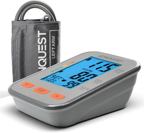 جهاز مراقبة ضغط الدم الأوتوماتيكي من أعلى الذراع من Konquest KBP-2704A - سوار قابل للتعديل - شاشة كبيرة بإضاءة خلفية - كاشف ضربات القلب غير المنتظمة - مقياس التوتر in Kuwait