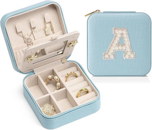 Vlando Wedding Gifts for Women, Jewelry Box, Bridal Shower Gifts, Bridesmaid Gifts for Wedding Day Bride Gifts, Personalized Jewelry Case - Letter S, White in Saudi Arabia