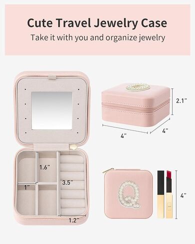 Vlando Wedding Gifts for Women, Jewelry Box, Bridal Shower Gifts, Bridesmaid Gifts for Wedding Day Bride Gifts, Personalized Jewelry Case - Letter S, White in Saudi Arabia