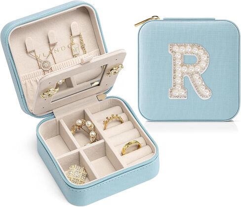 Vlando Wedding Gifts for Women, Jewelry Box, Bridal Shower Gifts, Bridesmaid Gifts for Wedding Day Bride Gifts, Personalized Jewelry Case - Letter S, White in Saudi Arabia