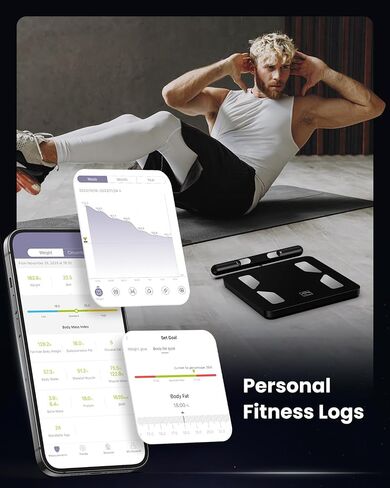 FITINDEX Scale for Body Weight and Fat Percentage, Smart Scale, Digital Bathroom Body Composition Monitor with Bluetooth & App for BMI, Body Fat, Muscle Mass, 400lbs - Black in Kuwait