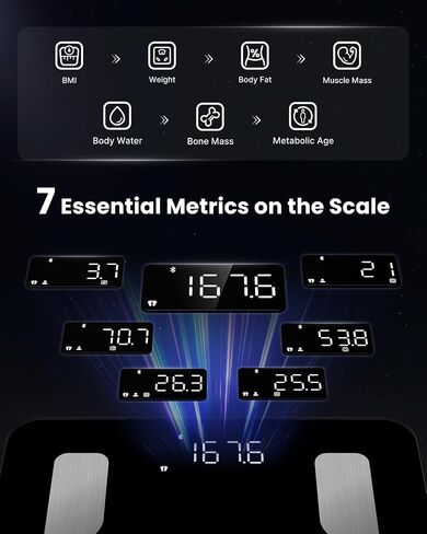 FITINDEX Scale for Body Weight and Fat Percentage, Smart Scale, Digital Bathroom Body Composition Monitor with Bluetooth & App for BMI, Body Fat, Muscle Mass, 400lbs - Black in Kuwait