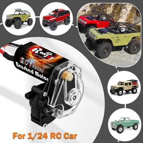 050 50T Brushed Motor with Transparent Acrylic and Metal Transmission Gearbox for Axial SCX24 AXI00002 AXI00001 AXI90081 AXI00006 AXI00005 1/24 RC Crawler Upgrade Parts (Assembled) (Black) in Saudi Arabia