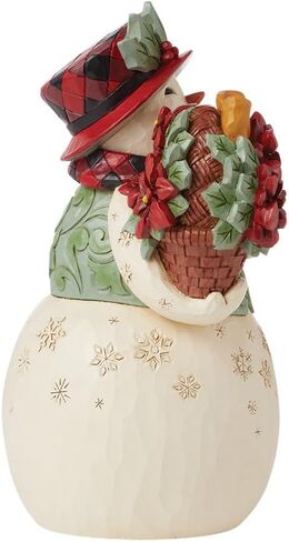 Enesco Jim Shore Heartwood Creek Highland Glen رجل ثلج مع تمثال سلة البونسيتة - راتنج حجري مطلي يدويًا مصنوع يدويًا تمثال رجل ثلج قابل للتجميع، تمثال ديكور منزلي لعيد الميلاد، 7.28 بوصة in Saudi Arabia