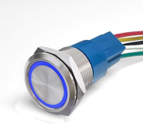 MGI SpeedWare Billet Push Button Switch with Socket, 3A 12vDC Ring LED, 3/4" 19mm (Latching, Red) in Kuwait