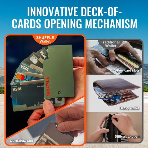 Shuffle Wallet for Men - Innovative Deck-of-Cards Opening Mechanism Wallet with RFID Blocking, Ultim Slim Modular Design to Holds 6-8 Cards, Sleek Money Clip and Aluminum Men Wallet (Polar Ice) in Saudi Arabia