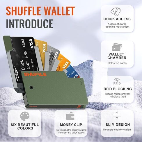 Shuffle Wallet for Men - Innovative Deck-of-Cards Opening Mechanism Wallet with RFID Blocking, Ultim Slim Modular Design to Holds 6-8 Cards, Sleek Money Clip and Aluminum Men Wallet (Polar Ice) in Saudi Arabia