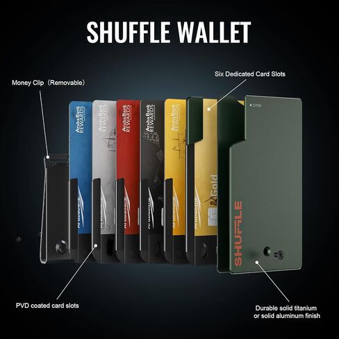 Shuffle Wallet for Men - Innovative Deck-of-Cards Opening Mechanism Wallet with RFID Blocking, Ultim Slim Modular Design to Holds 6-8 Cards, Sleek Money Clip and Aluminum Men Wallet (Polar Ice) in Saudi Arabia