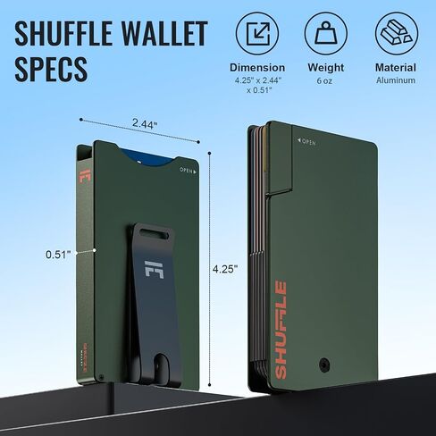 Shuffle Wallet for Men - Innovative Deck-of-Cards Opening Mechanism Wallet with RFID Blocking, Ultim Slim Modular Design to Holds 6-8 Cards, Sleek Money Clip and Aluminum Men Wallet (Polar Ice) in Saudi Arabia