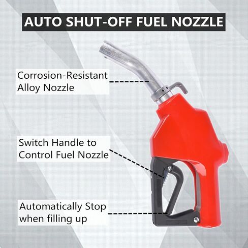 12 Volt Red Fuel Transfer Pump w/Automatic Nozzle | 25 GPM High Flow DC Fuel Pump | for Gasoline, Diesel, Kerosene, Ethanol Blends, Methanol Blends, and Biodiesel | Cast Iron Heavy Duty Transfer Pump in Saudi Arabia