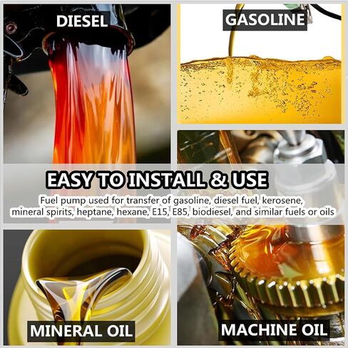 12 Volt Red Fuel Transfer Pump w/Automatic Nozzle | 25 GPM High Flow DC Fuel Pump | for Gasoline, Diesel, Kerosene, Ethanol Blends, Methanol Blends, and Biodiesel | Cast Iron Heavy Duty Transfer Pump in Saudi Arabia