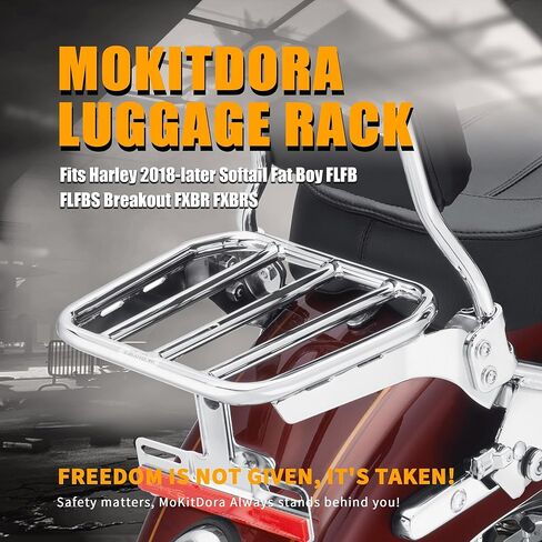 MoKitDora Softail Luggage Rack for Harley Sissy Bar Uprights Compatible with 2018-later Softail Fat Boy FLFB FLFBS Breakout FXBR FXBRS, Gloss Black in Kuwait