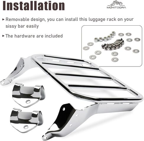 MoKitDora Softail Luggage Rack for Harley Sissy Bar Uprights Compatible with 2018-later Softail Fat Boy FLFB FLFBS Breakout FXBR FXBRS, Gloss Black in Kuwait