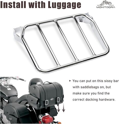 MoKitDora Softail Luggage Rack for Harley Sissy Bar Uprights Compatible with 2018-later Softail Fat Boy FLFB FLFBS Breakout FXBR FXBRS, Gloss Black in Kuwait