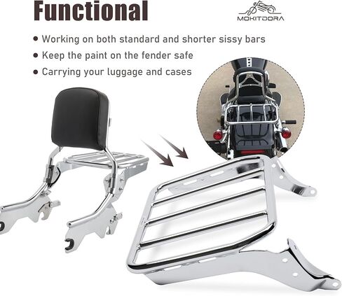 MoKitDora Softail Luggage Rack for Harley Sissy Bar Uprights Compatible with 2018-later Softail Fat Boy FLFB FLFBS Breakout FXBR FXBRS, Gloss Black in Kuwait