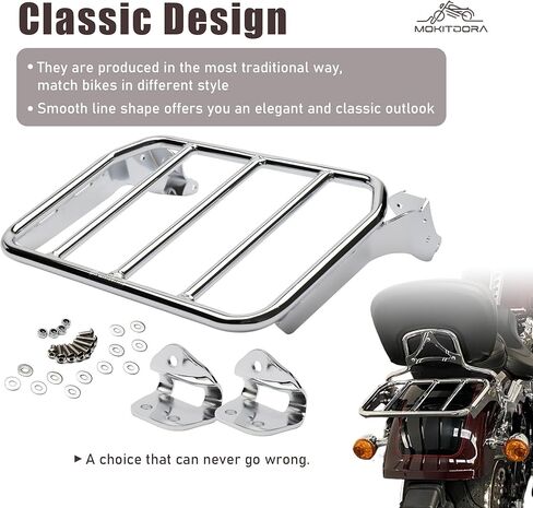 MoKitDora Softail Luggage Rack for Harley Sissy Bar Uprights Compatible with 2018-later Softail Fat Boy FLFB FLFBS Breakout FXBR FXBRS, Gloss Black in Kuwait
