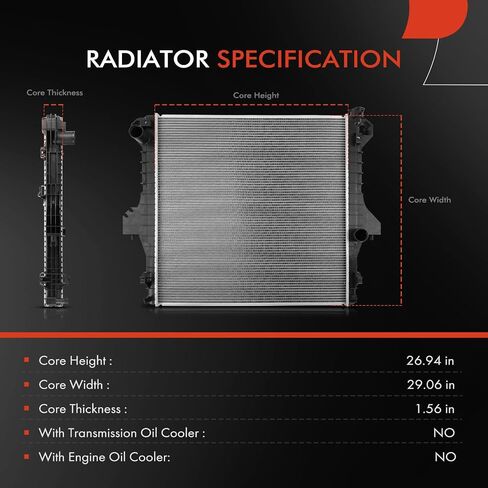 A-Premium Engine Coolant Radiator Assembly - Compatible with Dodge Models - Ram 2500 2003-2009, Ram 3500 2003-2009, Ram 4500 2008-2009, Ram 5500 2008-2009 - 5.9L 6.7L L6 in Saudi Arabia