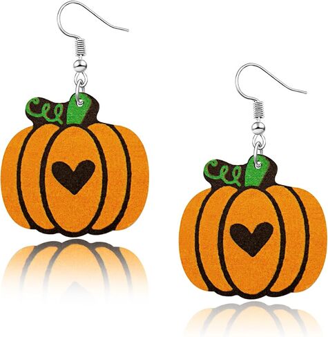 Double Side Halloween Pumpkin Earrings Pumpkin Wooden Earrings Halloween Pumpkin Triple Splice Earrings Pumpkin Dangle Earrings set for Women Girls Halloween Party Costume Jewelry Gifts in Kuwait