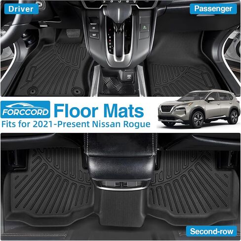 مناسب حسب الطلب لسجادات الأرضية Nissan Rogue 2025 2024 2023 2022 2021 (بدون نماذج رياضية) حماية من جميع الأحوال الجوية TPE باللون الأسود شديد التحمل، بطانات أرضية وإكسسوارات السيارات الداخلية in Saudi Arabia