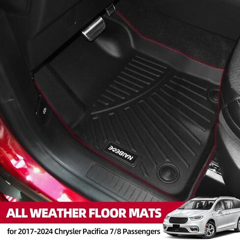 سجادات أرضية Naibeve بطانة شحن لركاب Chrysler Pacifica 7/8 (بدون هجين) لسلسلة Chrysler Pacifica Touring 2017-2024، لـ Voyager 2020-2024، Limited 2017-2020، L/Lx 2017-2019 in Kuwait