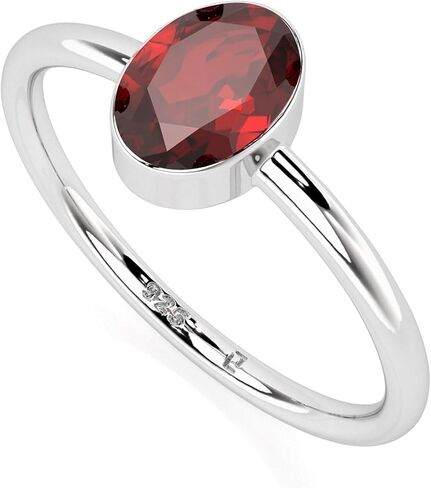 Natural Garnet Stackable Ring for Women in Sterling Silver, January Birthstone Jewelry Gifts for Her (Round, Oval, Pear) in Kuwait