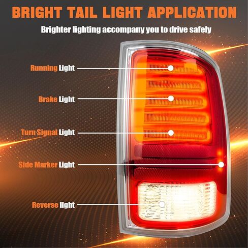 Tail Lights Fit Dodge Ram 2013-2015 2016 2017 2018 Ram 2500 3500 2014-2018 Rear LED Brake Back Up Cover Taillights Lens Assembly Right Passenger Side CH2801203 68093078AC(Lamp Included) in Saudi Arabia