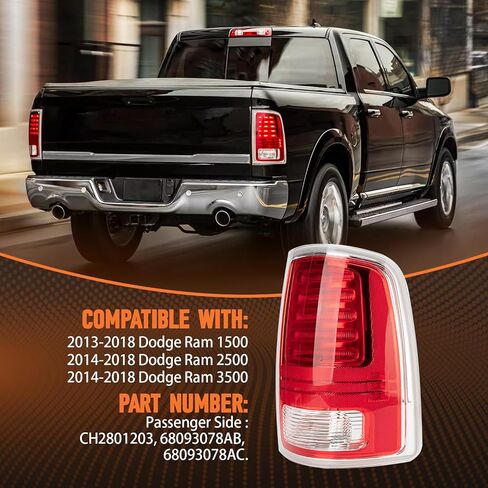 Tail Lights Fit Dodge Ram 2013-2015 2016 2017 2018 Ram 2500 3500 2014-2018 Rear LED Brake Back Up Cover Taillights Lens Assembly Right Passenger Side CH2801203 68093078AC(Lamp Included) in Saudi Arabia