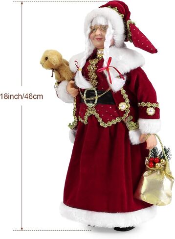 Christmas Santa Figurines, Hand Crafted Realistic Genial Santa Claus, Mr and Mrs Claus, Sled in Arms, Santa Doll, Santa Decor, Santa Toy, One Pair Two Figurines (Red/White, 18'' Inch) in Saudi Arabia
