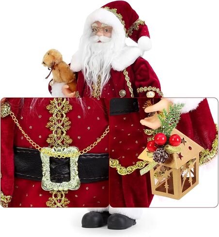 Christmas Santa Figurines, Hand Crafted Realistic Genial Santa Claus, Mr and Mrs Claus, Sled in Arms, Santa Doll, Santa Decor, Santa Toy, One Pair Two Figurines (Red/White, 18'' Inch) in Saudi Arabia