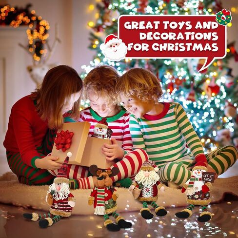 Aoriher 5 Pieces Christmas Shelf Sitters Plush Santa Snowman Decorations Reindeer Christmas Table Fireplace Decorations Xmas Sitting Figurines Ornament for Indoor Home Decor in Saudi Arabia