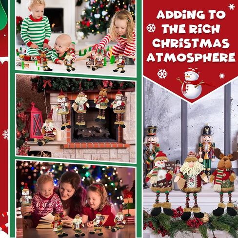 Aoriher 5 Pieces Christmas Shelf Sitters Plush Santa Snowman Decorations Reindeer Christmas Table Fireplace Decorations Xmas Sitting Figurines Ornament for Indoor Home Decor in Saudi Arabia