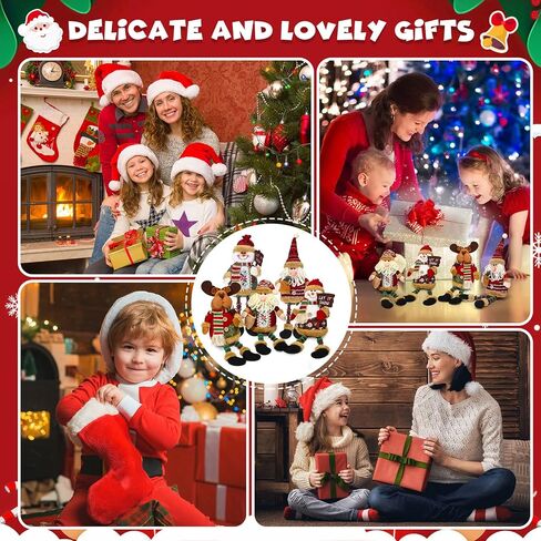 Aoriher 5 Pieces Christmas Shelf Sitters Plush Santa Snowman Decorations Reindeer Christmas Table Fireplace Decorations Xmas Sitting Figurines Ornament for Indoor Home Decor in Saudi Arabia