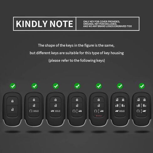 RYE لغطاء Honda Key Fob، ملحقات Honda TPU + حافظة مفاتيح من سبائك الزنك لـ 2022 2023 2024 Honda Accord Civic HR-V CR-V Pilot Sport SI EX EX-L Touring Smart Key (أسود) in Saudi Arabia