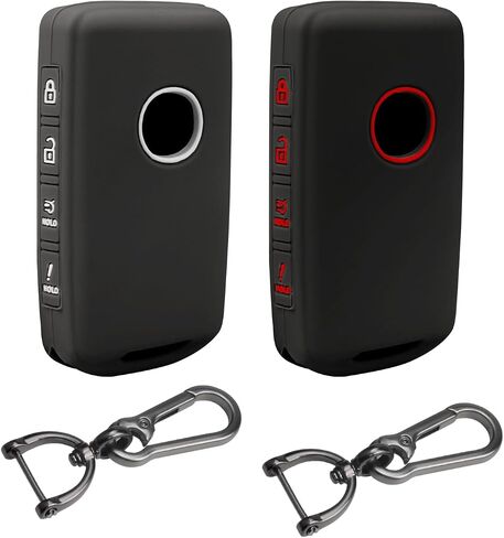 2Pcs 4 Buttons Silicone Rubber Key Fob Cover Compatible with 2024 2023 2022 2021 Mazda 3 6 CX-3 CX-5 CX-9 CX-30 CX-50 CX-90 MX-5 Miata MX-30 EV Carbon Fiber Key Fob Cover for Mazda (Black/Black red) in Kuwait